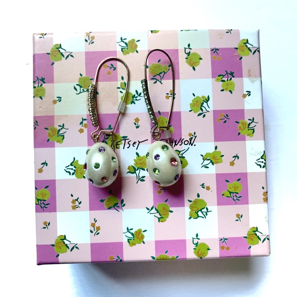 Betsey Johnson Easter Egg Dangle Earrings